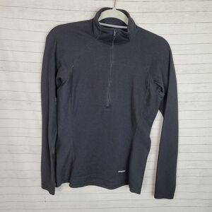 PATAGONIA BLACK 3/4 ZIP LIGHTWEIGHT PULLOVER BASE LAYER, SZ MEDIUM